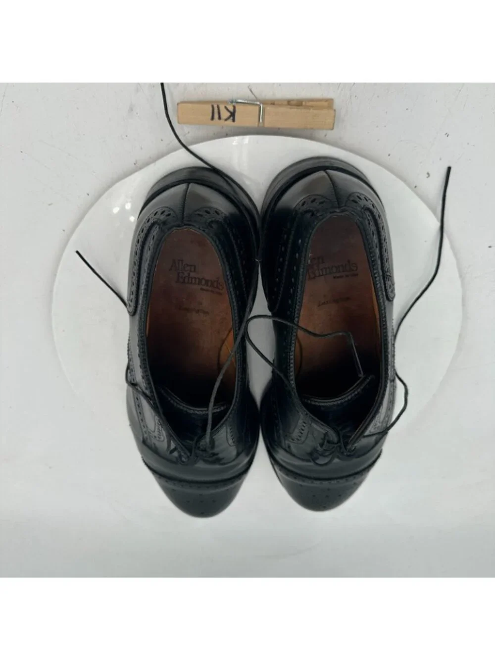 Allen Edmonds Lexington Men Size 12D Black Wingtip Cap Toe Derby Dress Shoes
